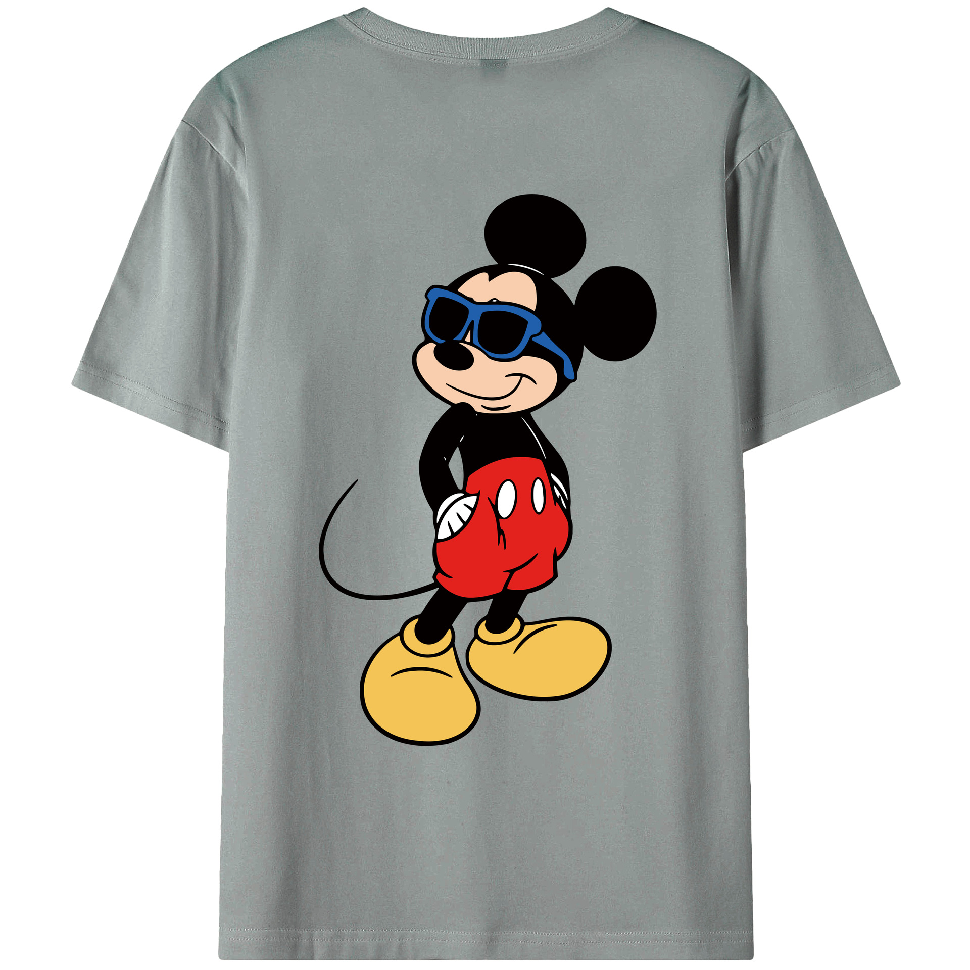 ミッキーマウス Mickey Mouse 綿100％ メンズ半袖Tシャツ（バックプリント） 通気性